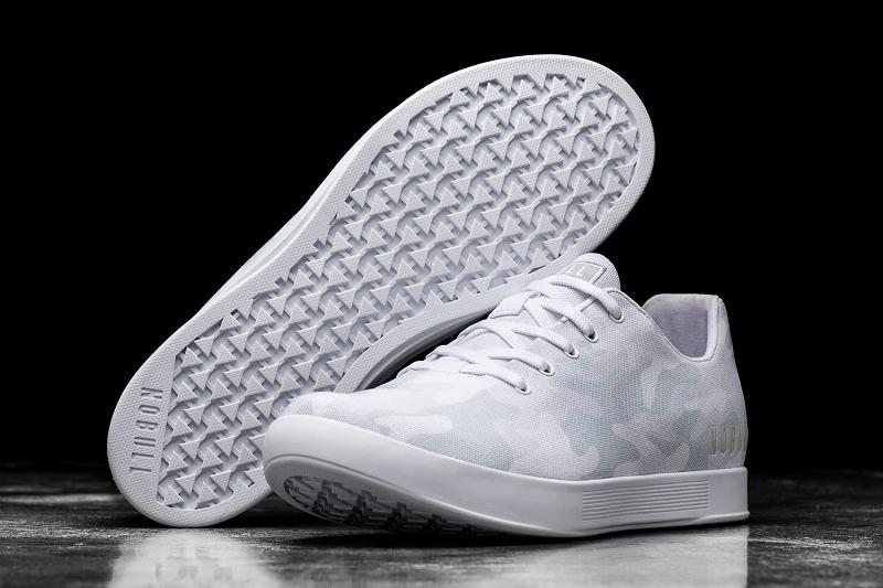 Men's Nobull Camo Canvas Trainers White | SG A2466H